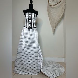 Polka dot corset gown by Jessica McClintock